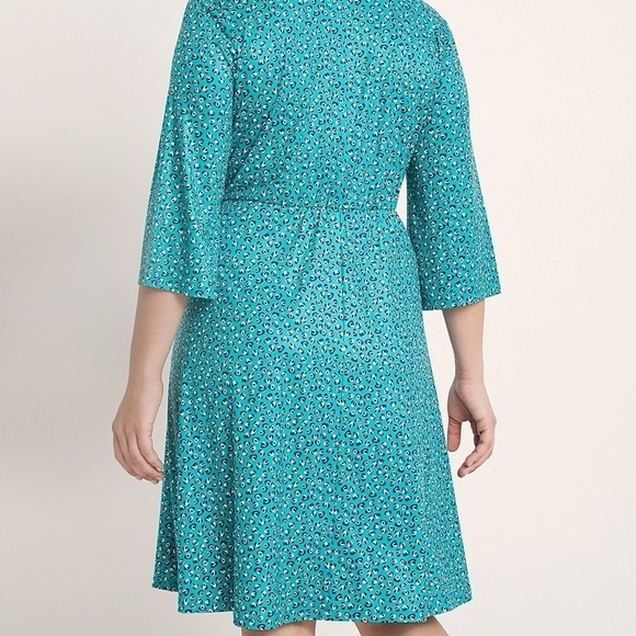 Eloquii Tie Front Teal Dot Dress Size 14 - Picture 12 of 12